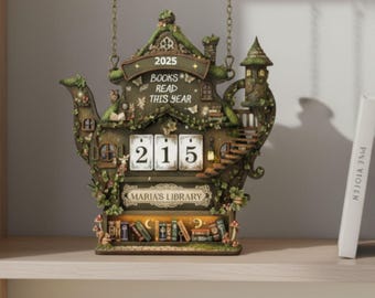 Personalized Wooden Book Counter Reading Tracker, Books Read This Year Decor, Book Lover Gift for Library