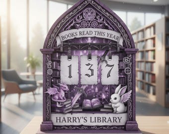 Book Lovers Gift, Personalized Book Tracker for Readers, Reading Goal Tracker, Vintage Book Decor, Library Sign, Bookish Gift Decor