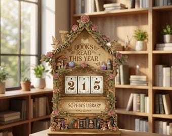 Personalized Book Counter Reading Tracker, Books Read This Year Decor, Gift for Reader, Bookshelf Library Style, Book Lover Gift