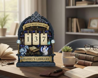 Custom Books Read This Year, Personalized Reading Tracker Wooden Decor, Book Counter Display, Library Decor, Vintage Library Book Count Sign