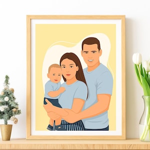 Custom Family Portrait, Faceless Portrait from Photo, Cartoon Portrait, Family Illustration, Gift for Anniversary, Personalized Portrait