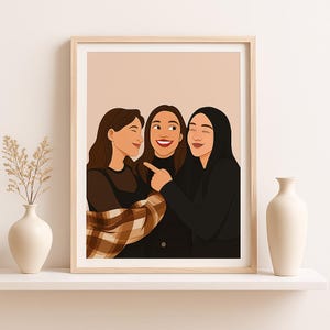 Best Friends Faceless Portrait, Besties Gift, Cartoon Portrait, Custom Illustration, Portrait from Photo, Gift for Bestie, Friendship Gift