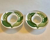 Pair of Retro Thomas Germany Porcelain Egg Cups or Candle Holders Lily of the Valley