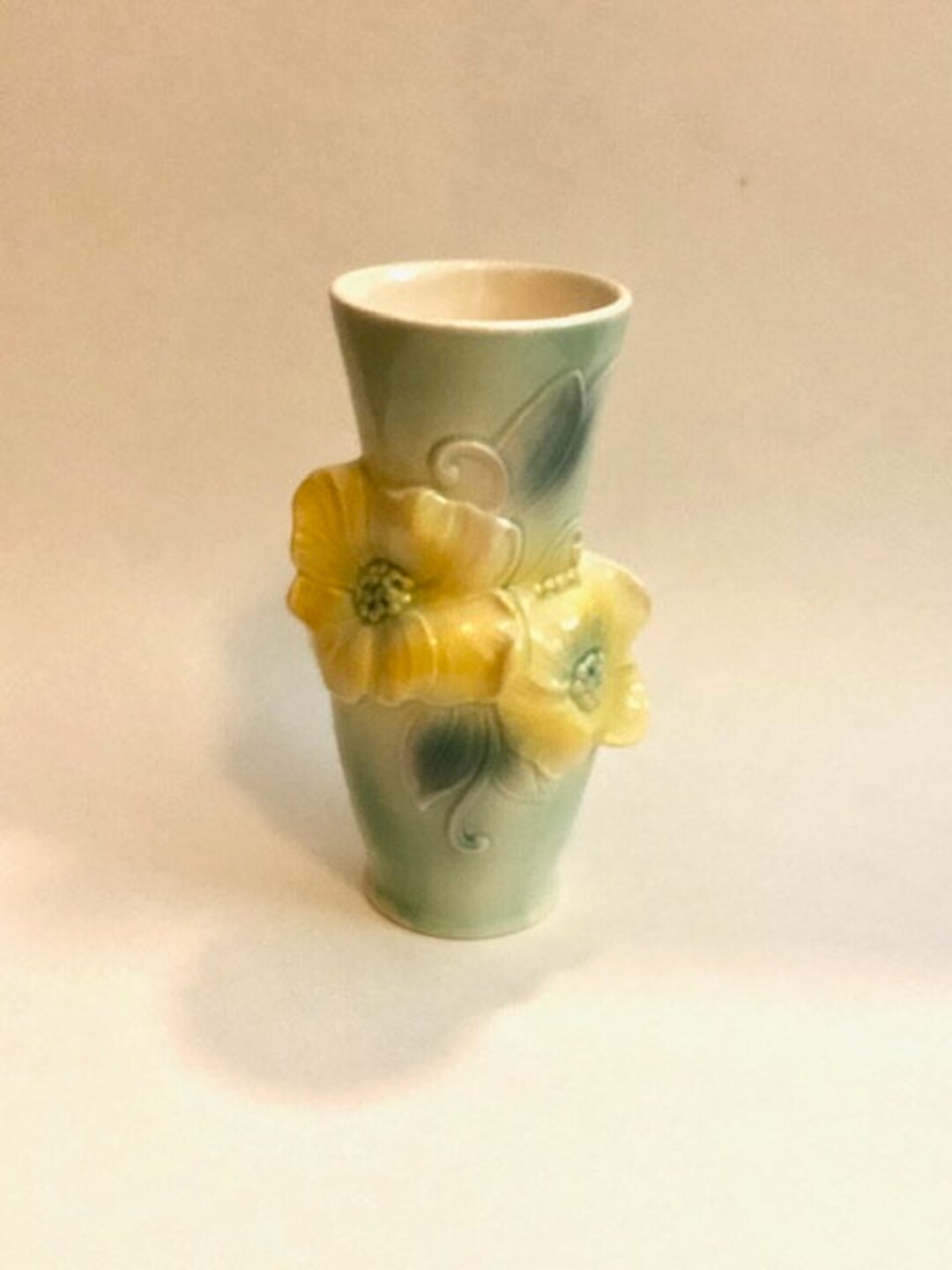 Pretty Royal Copley Carols Corsage Vase Yellow Flowers Blue Green Etsy