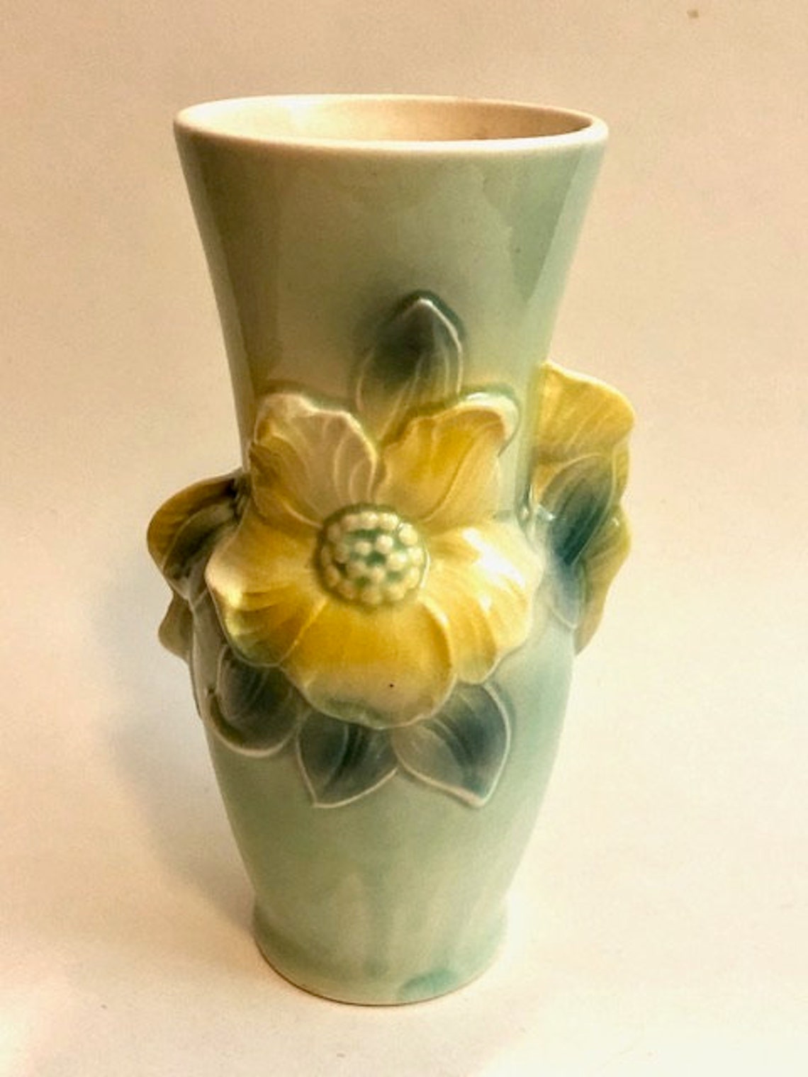 Pretty Royal Copley Carols Corsage Vase Yellow Flowers Blue Etsy