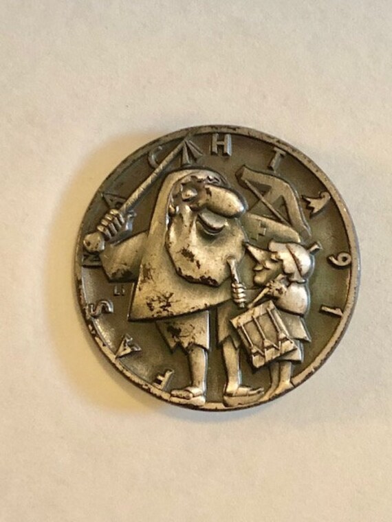 Broche Vintage Blason Fasnacht Suisse - Carnaval Années 1960, En Métal Cuivre