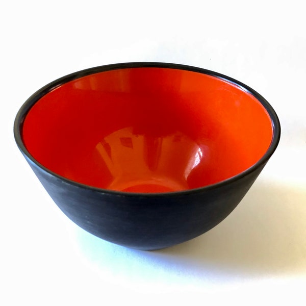 Small Husqvarna Bowl Made in Sweden 31540 Red and Black Mid-Century Modern