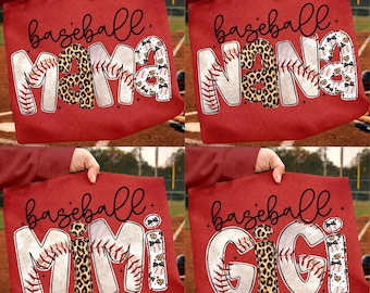 Baseball Mama PNG Bundle, Game Day Shirt Design, Distressed Baseball Bow, Preppy Baseball Png, Gigi Mimi Mini Baseball Sublimation Design