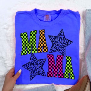 Neon MAMA PNG, Distressed Mom Shirt Design, Retro Bright Sublimation, Trendy Mama Graphic, Colorful Mom Clipart, Funky Neon Aesthetic
