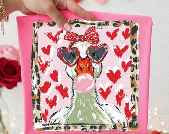 Leopard Valentine's Day Goose Png, Romantic Gift Design, Cute Animal Png, Cute Goose Lover png, Funny Love Quote Png