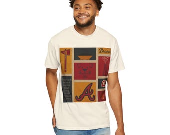 Camiseta vintage de los Braves: camiseta unisex de algodón estadounidense teñida en prenda