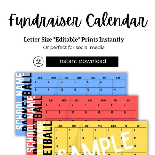 Basketball Calendar Fundraiser Etsy