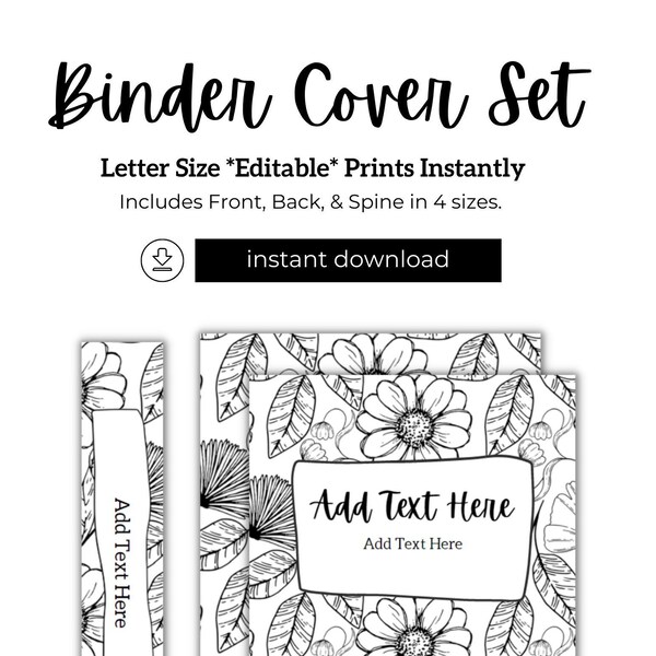 Sunflower Binder Cover Set Printable PDF | Planner | Editable | Instant Download | Letter Size