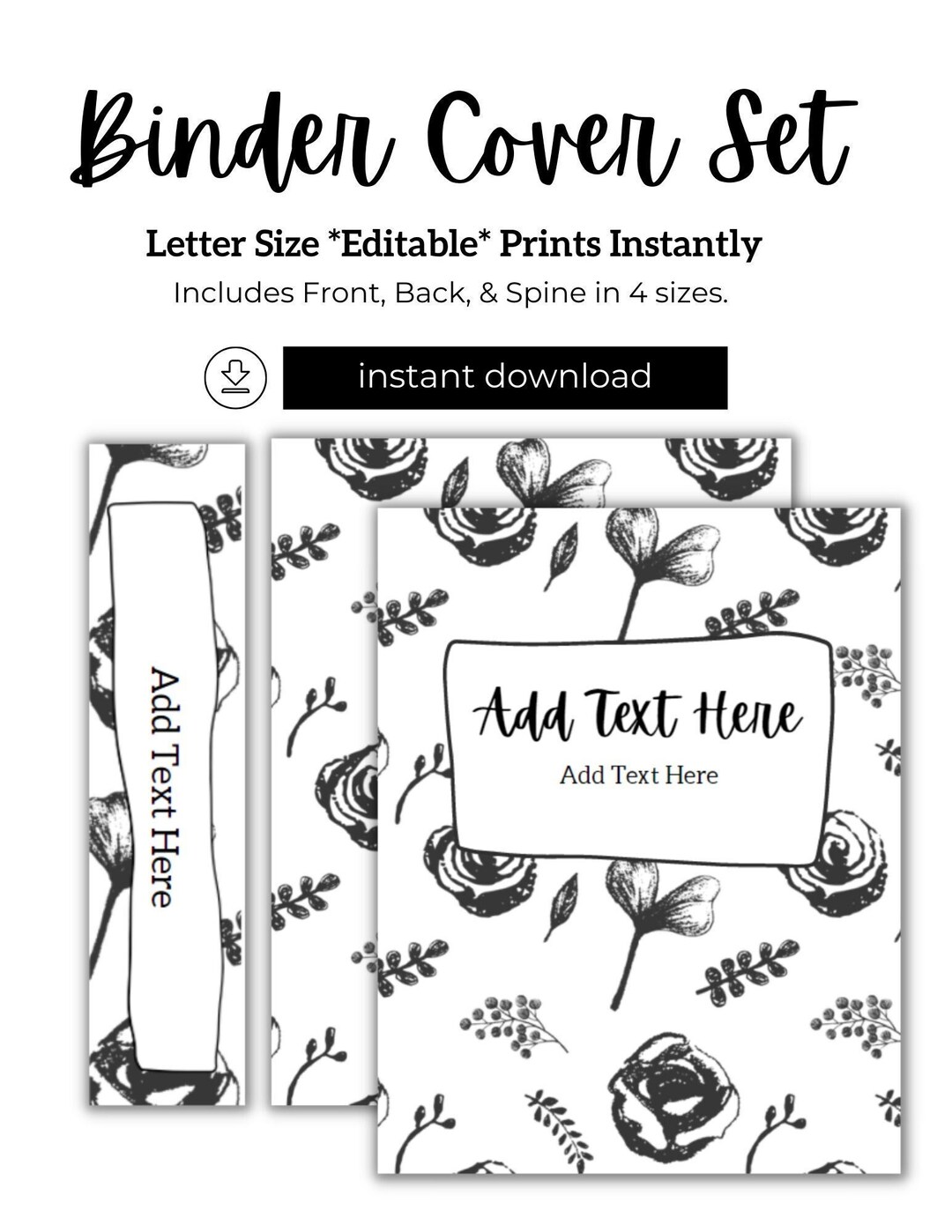 Floral Binder Cover Set Printable PDF | Planner | Editable | Instant ...