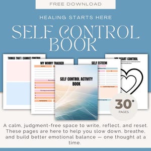 Self Control Workbook: Mental Health Journal, Anxiety Relief (PDF Printable)
