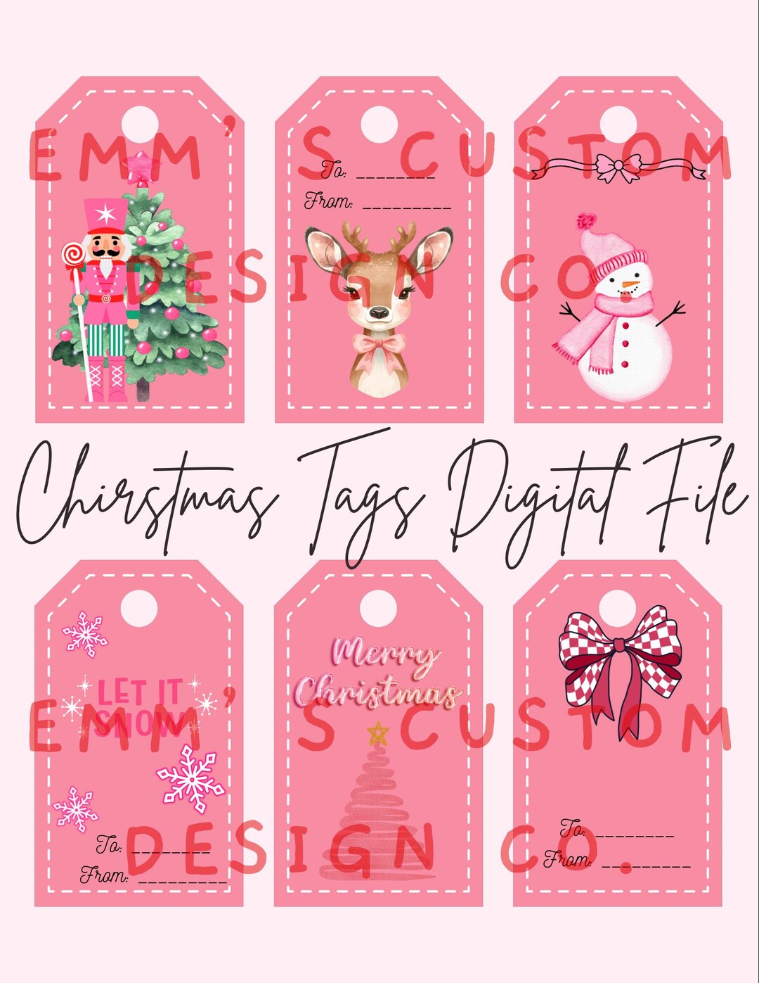 Pink Christmas Gift Tags - Etsy