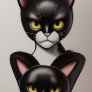 Art de chat amusant et adorable, qui s'adapte à la plupart des endroits : salon, chambre, salle d'attente. Format numérique 4K, meilleure impression sur du papier d'art.