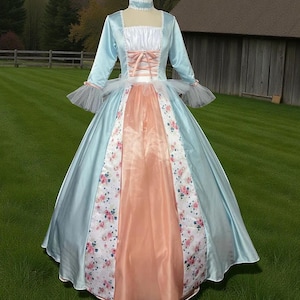 Princess Erika Gown, Blue and Peach Ball Gown, Barbie Princess Cosplay, Adult Erika Costume, Fairytale Dress, The Princess and the Pauper