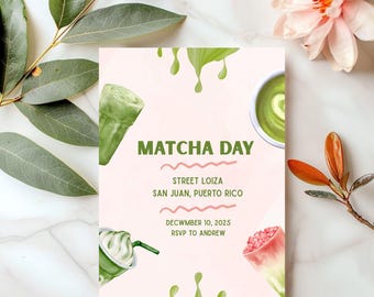 Matcha Date Party Invite - Bridal Shower or Birthday Celebration