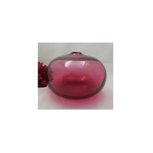 Vintage Handblown Pilgrim Glass Cranberry Squat  Bud Vase