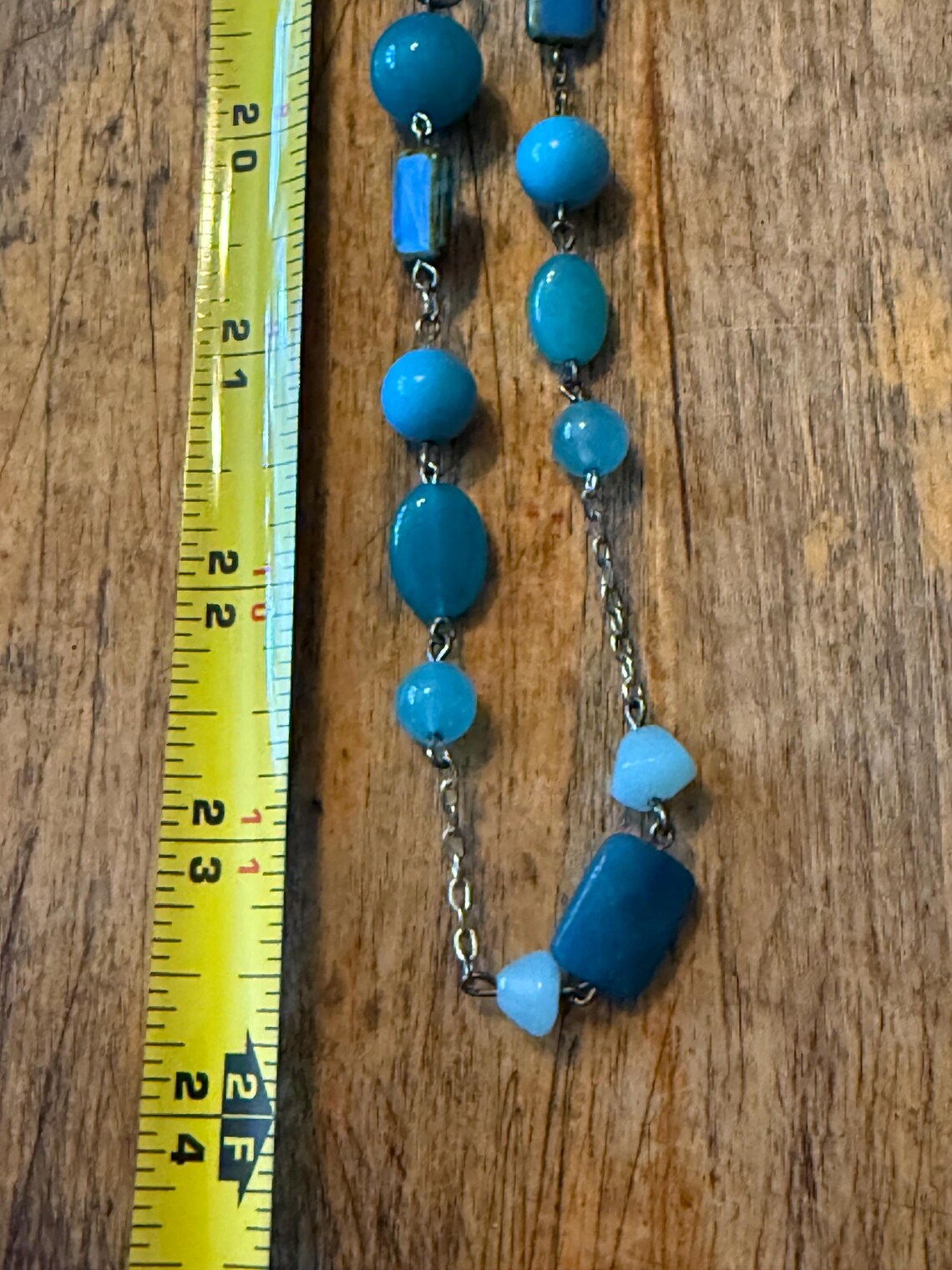 Talbots Neckless TALBOTS New With Tag Necklace Turquoise Color Beaded Silver Tone Boho ...