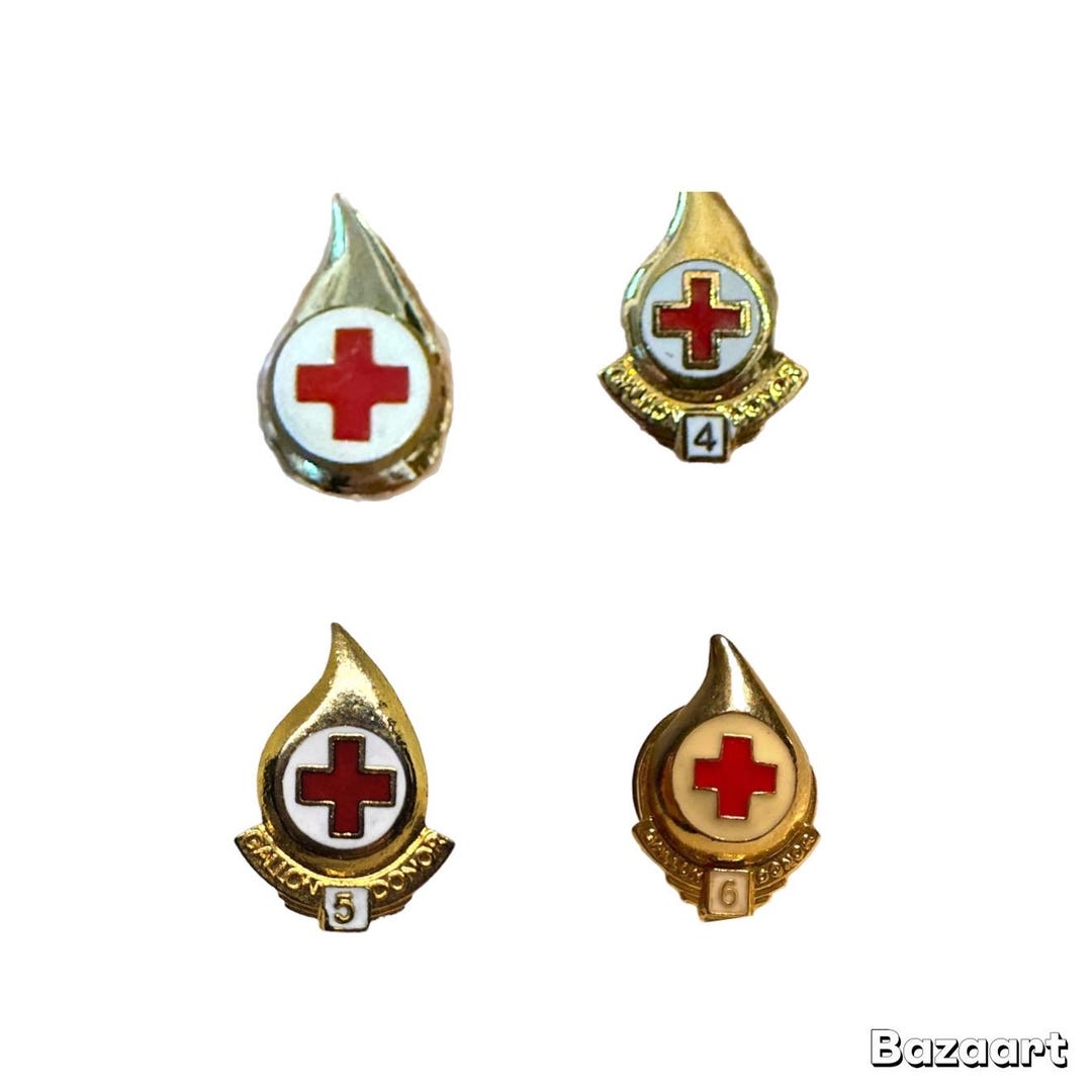 Vintage American Red Cross Gallon Blood Donor Lapel Pin Pinback Silver ...
