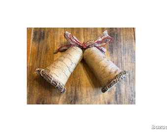 Vintage Handmade Rustic Bells Bark & Touches of Gold Christmas - Wedding 15” x 8”