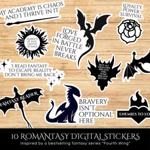 Dragons Stickers Printable | Book Quotes Digital Stickers for Bookish Lovers | Dark Romance Romantasy Aesthetic