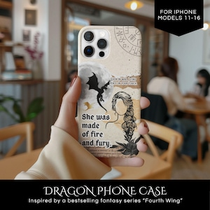 Bookish Dragon Phone Case – Fantasy Romance Aesthetic, Cute iPhone Cover for Book Lovers, Romantasy Gift for Readers