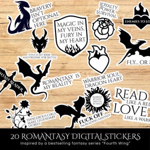 Dragons Stickers Printable | Digital Book Quotes & Bookish Stickers for Romantasy and Fantasy Romance Fans