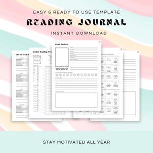Digital Reading Journal for Book Lovers – Goodnotes Reading Tracker, Book Review & Reading Planner Printable PDF