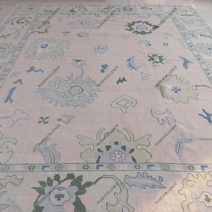 8x10 Light Pink Multi Size Contemporary Oushak Rug Soft Pink Accent 5x8, 6x9, 8x10, 9x12, 10x14 12x15 Rug Oversize Luxury Hand made Rug
