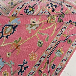 Exquisiter Rosa Oushak Stil Handgeknüpfter Teppich 4x6, 5x8, 6x9, 8x10, 9x12, 10 x 14 ft Handgefertigte Teppiche für Wohnzimmer - Antiker Zeitgenössischer Teppich