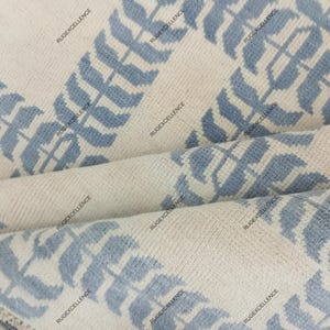 Modern Turkish blue with cream Oushak Made to Order (In Any Size!) Geometric Knotted Modern Oushak rug/ large area/sage/muted oushak rug..