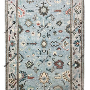 Sky Blue Exquisite Oushak style Hand Knotted Rug 4x6, 5x8, 6x9, 8x10, 9x12, 10x14 ft Contemporary Handmade Rugs for Living Room