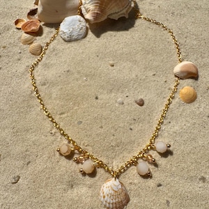 Handmade charm necklace made from natural seashells