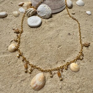 Handmade charm necklace made from natural seashells