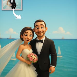 Custom 3D Cartoon Portrait from Your Photo – Pixar Style Couple or Wedding Illustration – Digital Download - 3 hours delivery