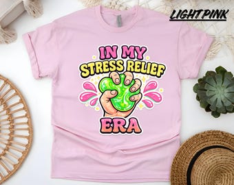 T-shirt À l'époque de mon soulagement du stress, T-shirt graphique spongieux drôle de bande dessinée, T-shirt mignon de santé mentale, T-shirt à la mode rétro à bulles