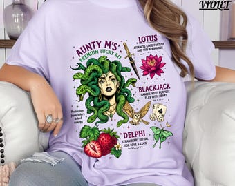 T-shirt sorcière Méduse T-shirt graphique mystique Chemise occulte Chemise déesse serpent Chemise féminine foncée Tarot esthétique cadeau de vêtement de sorcière pour elle
