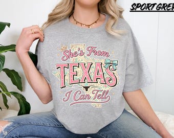 Shes From Texas Shirt, Western Graphic Tee, Cowgirl Aesthetic T Shirt, Texas Girl Shirt, Country Outfit Tee, Southern Style Gift