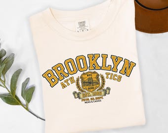 Chemise d'athlétisme Brooklyn Comfort Colors®, t-shirt graphique NYC vintage, chemise universitaire rétro, t-shirt unisexe streetwear New York