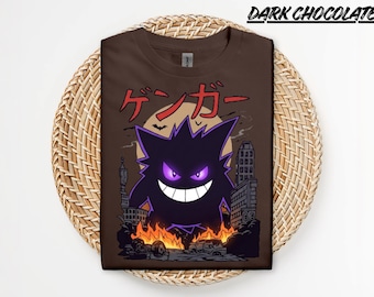 Gengar Anime T-shirt T-shirt graphique de style japonais unisexe chemise blanche Streetwear Anime Top Pokemon inspiré cadeau