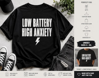 Chemise Comfort Colors® faible anxiété, t-shirt introverti drôle, chemise humour santé mentale, t-shirt graphique sarcastique, chemise surdimensionnée vintage