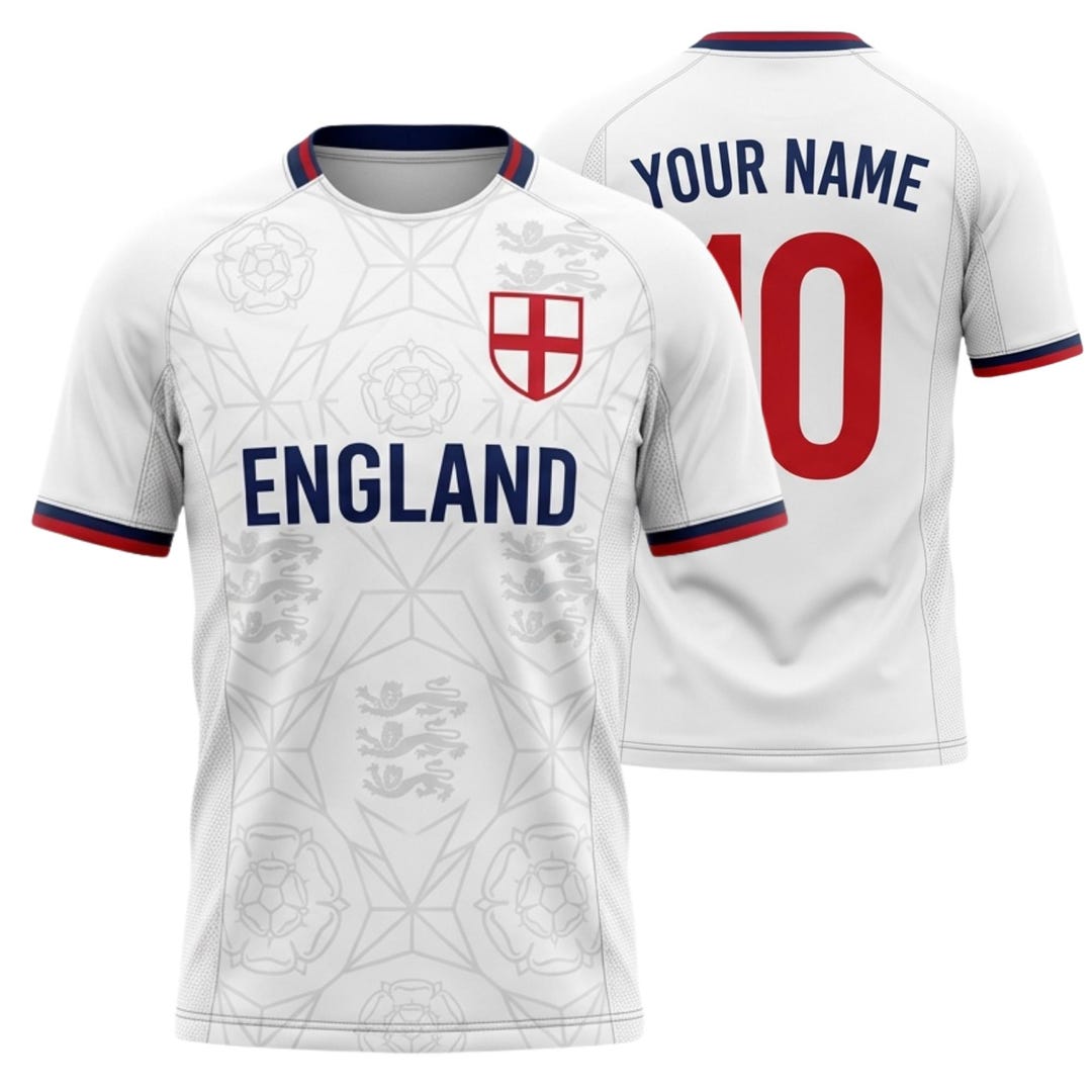 Custom England Soccer Jersey for Men Women, Personalized Football Fan ...