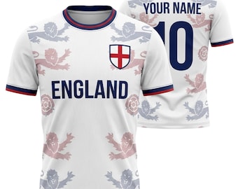 England Team Soccer Jersey Personalized, Custom English Football Shirt