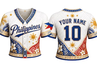 Philippinen Crop Top Baseball Jersey, Philippinische Flagge Shirt, Pinoy Sommer Outfit
