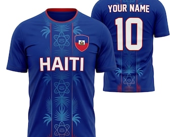 Kundenspezifisches Haiti-Trikot, personalisiertes Fußball-Hemd für Fans