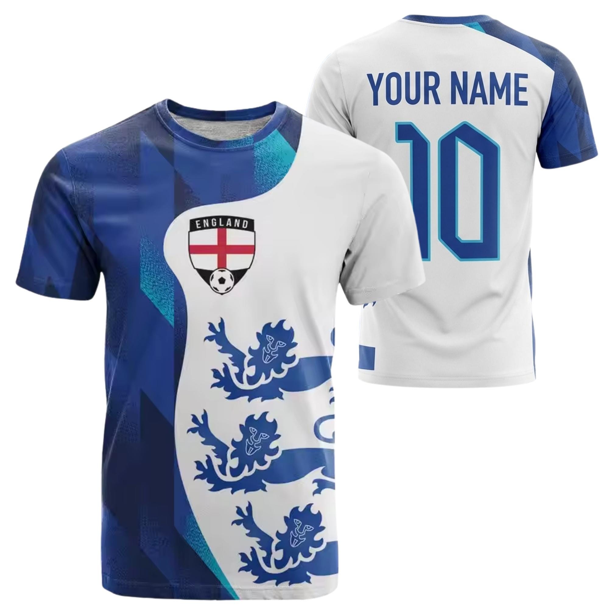 Personalized England Soccer Jersey Shirt, Custom Name Number Blue White ...