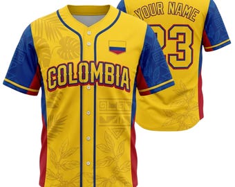 Kolumbien Nationalflagge Baseball Jersey 3D, kolumbianisches Sport-Shirt, Fan-Geschenk-Outfit für Männer Frauen Latein Pride